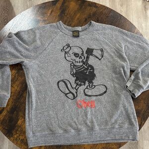 Obey Heather Gray Skull Graphic Crewneck Sweater